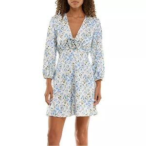 B. Darlin Rosette Mini dress blue and white floral